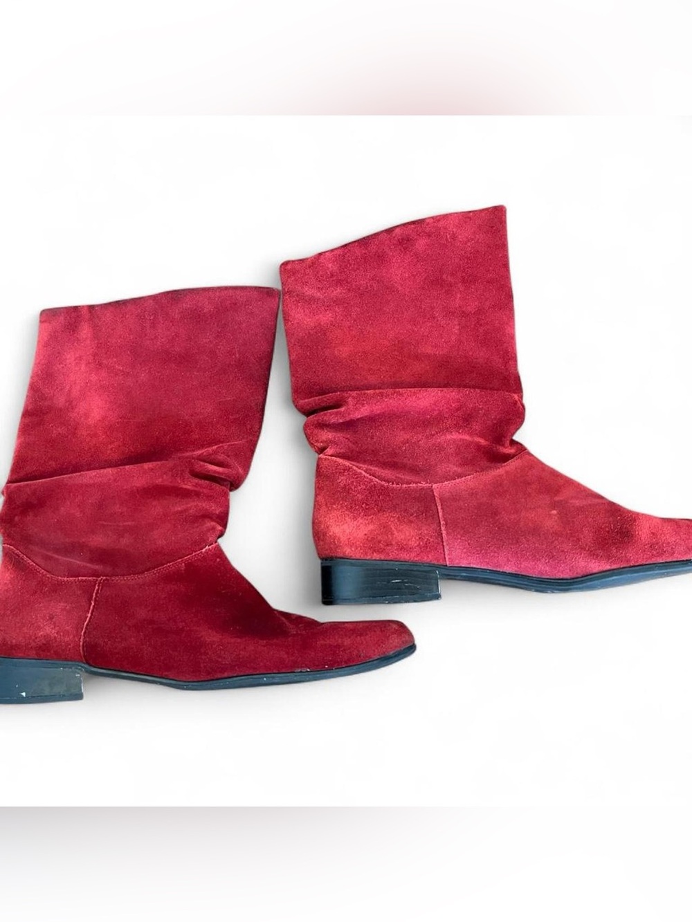 St. John's Bay Red Leather Suede Slouch Boots Women’s 11 boho western